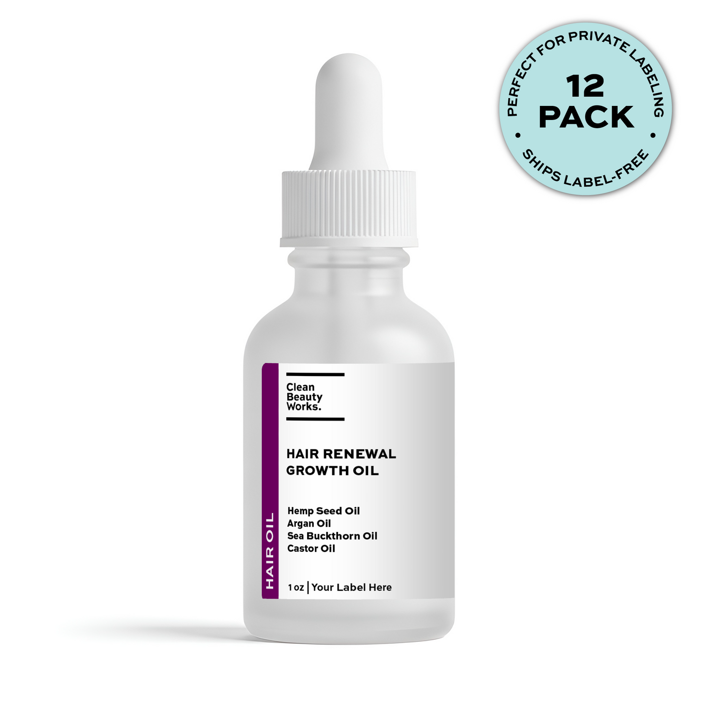 Hair Renewal Growth Oil, Hemp Seed & Argan Oil - 1 oz (12-pk clear)