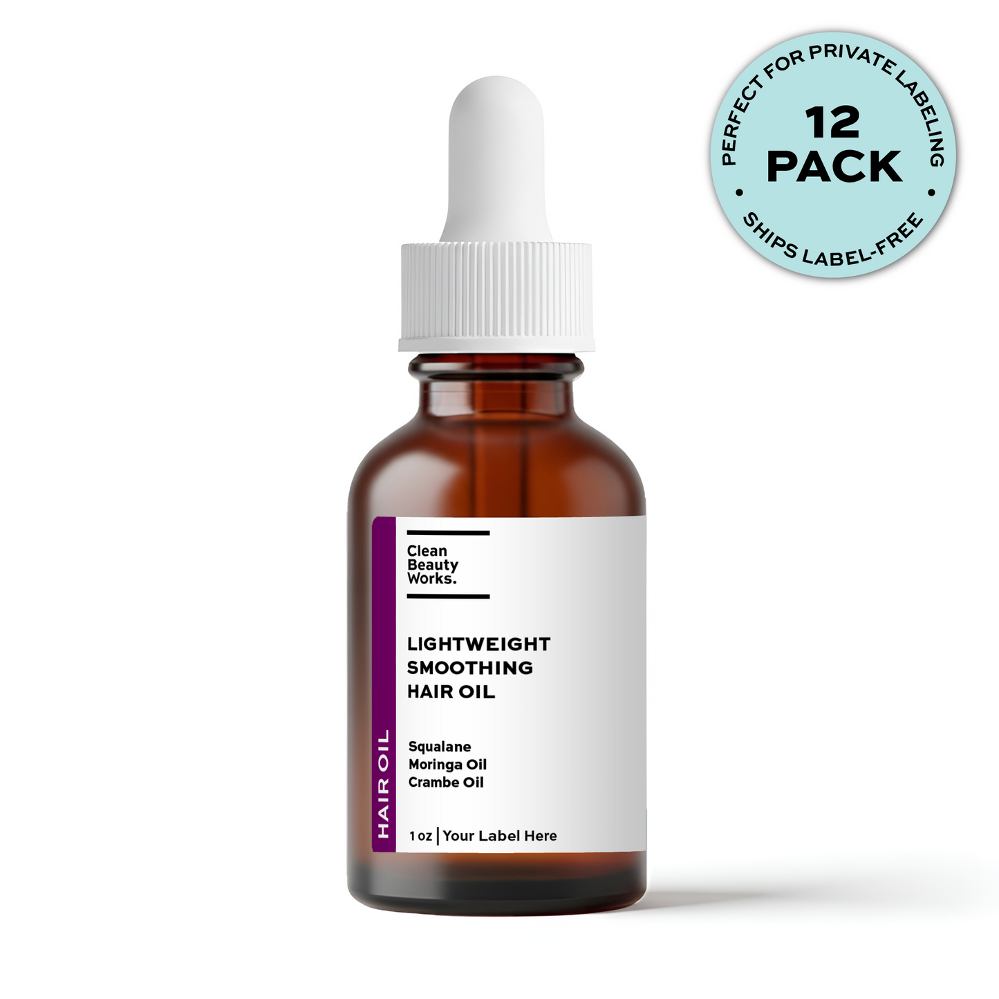 Lightweight Smoothing Hair Oil, Moringa Oil, Crambe Oil & Squalane - 1 oz (12-pk amber)