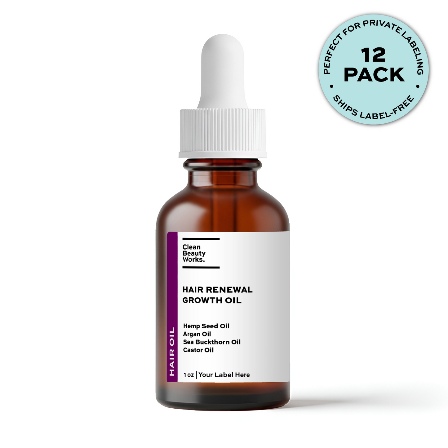 Hair Renewal Growth Oil, Hemp Seed & Argan Oil - 1 oz (12-pk amber)