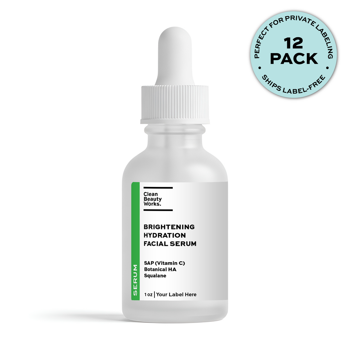 Brightening Hydration Facial Serum, Vitamin C & Botanical Hyaluronic Acid - 1 oz (12-pk clear)